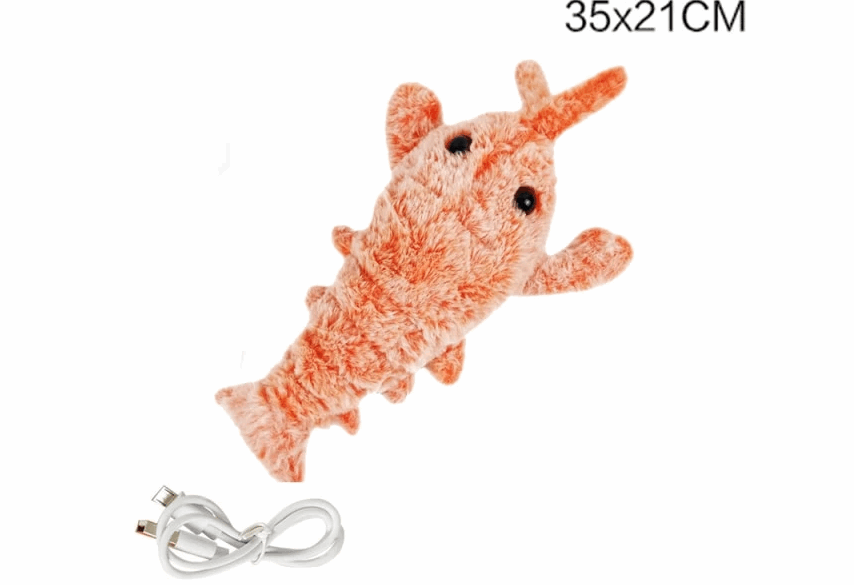 Electric Jumping Shrimp USB Charging Simulation Lobster Funny Cat Plush Toy