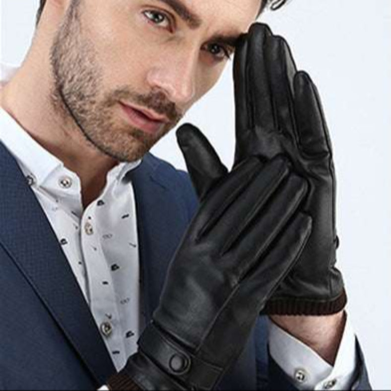 Men's Winter Riding Fleece Padded PU Gloves - globaltradeleader