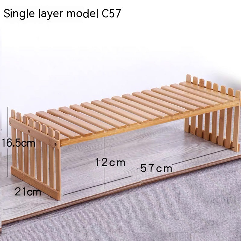 Multi-layer Solid Wood Small Flower Stand Office Desk Surface Panel Bamboo Plant Simplicity Succulent Pot Frame Balcony Storage - globaltradeleader