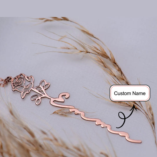 511. Personalized Birth Flower Name Necklace