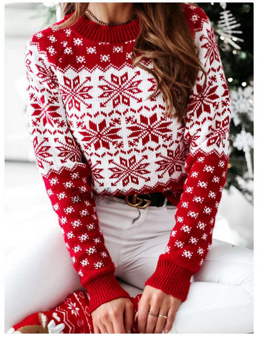 Knitted Loose Christmas Long-sleeved Round Neck Sweater