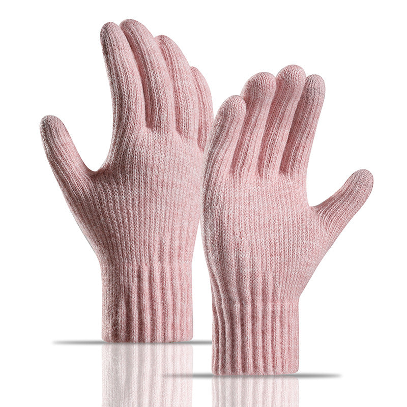 Winter Fleece Lined Padded Warm Keeping Knitted Gloves For Women