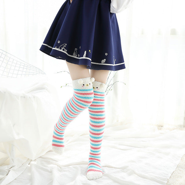 Christmas Long Socks Winter Women Striped Stockings New - globaltradeleader