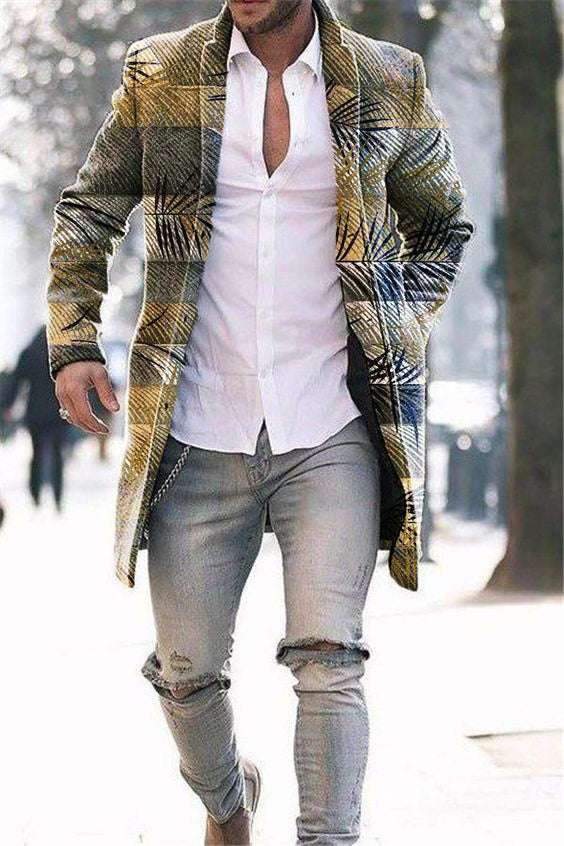 Men's Woolen Stand Collar Mid-length Trench Coat - globaltradeleader