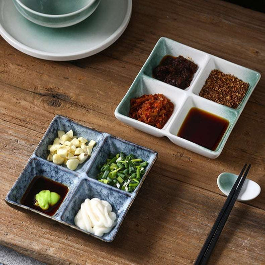Ceramic Three Grid Seasoning Vinegar Tableware - globaltradeleader