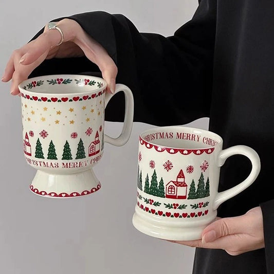 Christmas Cartoon Graffiti Ceramic Milk Mug Cup - globaltradeleader