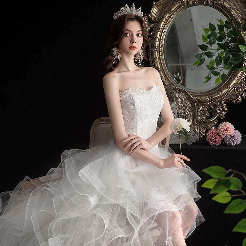 Short Front And Back Length Small Trailing Wedding Dress - globaltradeleader