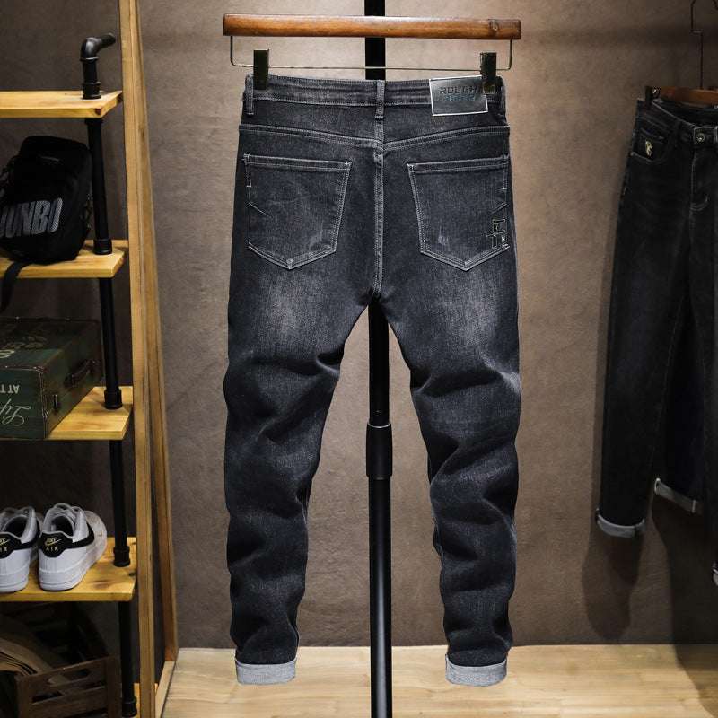 Fall And Winter Men's Small Feet Jeans Tide Brand Stretch