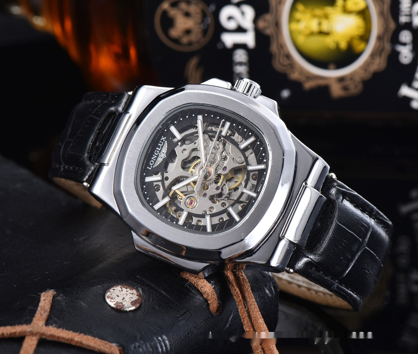 Barrel-shaped Leather Belt Men's Waterproof Mechanical Watch - globaltradeleader