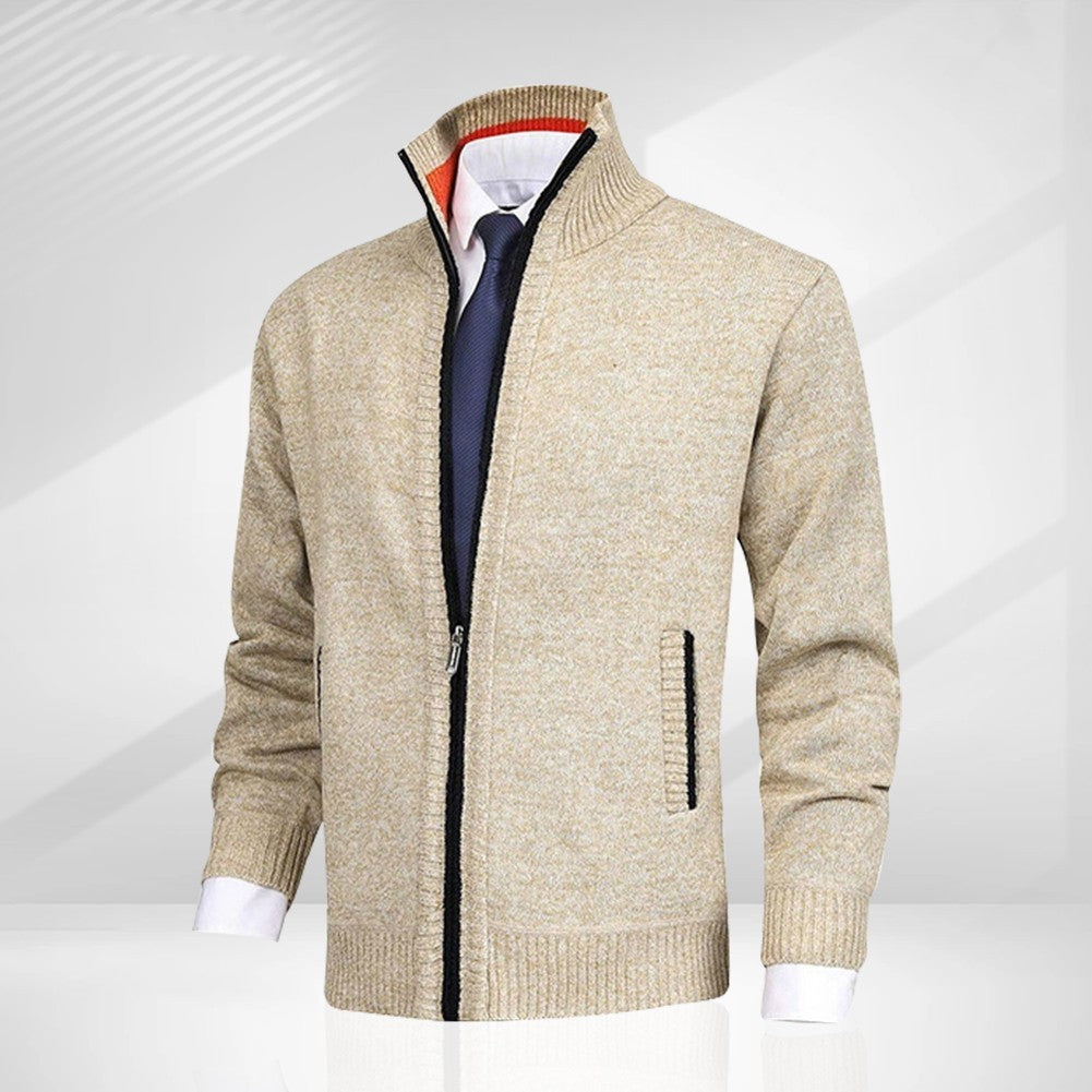 Men's Solid Color Stand Collar Cardigan Sweaters Coat - globaltradeleader