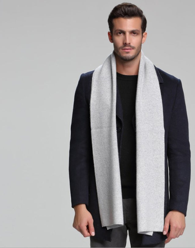 autumn and winter new men's scarf cashmere tide men's business casual thick warm scarf long double-sided - globaltradeleader