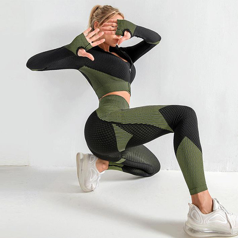 3PCS Yoga Set Seamless Sport Set Women Gym Clothing Leggings Women Crop Top Sports Bra Women Fitness Gym Set Womens Outfits Tracksuit - globaltradeleader
