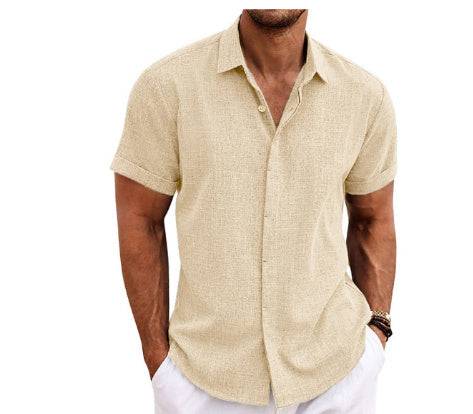 Men's Linen Short Sleeved T-shirt Loose Fitting - globaltradeleader