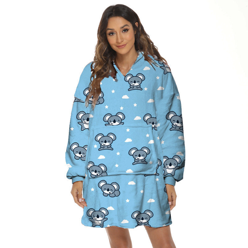 Cartoon Fruit Printed Lazy Blanket Hooded - globaltradeleader