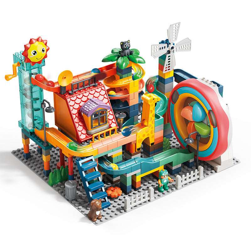 Large Particle Building Blocks Toy Loop Electric Turntable