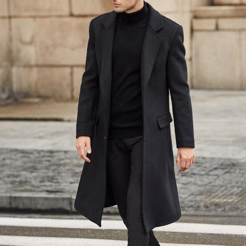Men's Long Trench Coat Woolen Coat - globaltradeleader