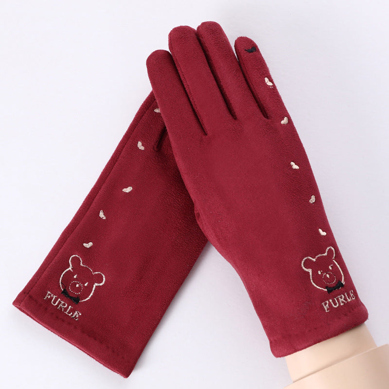 Thermal Gloves N915 Women's Winter Suede Double-layer Velvet Thickened - globaltradeleader