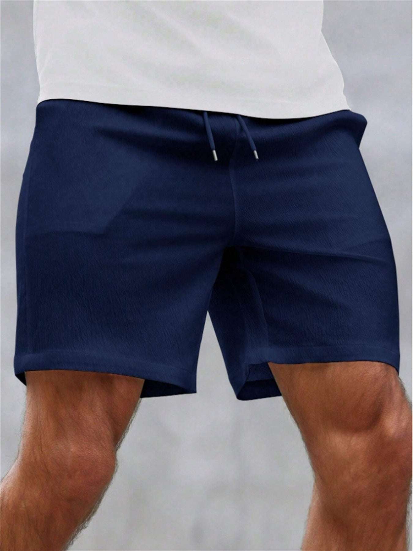 Drawstring Elastic Waist Breathable Solid Color Beach Shorts - globaltradeleader