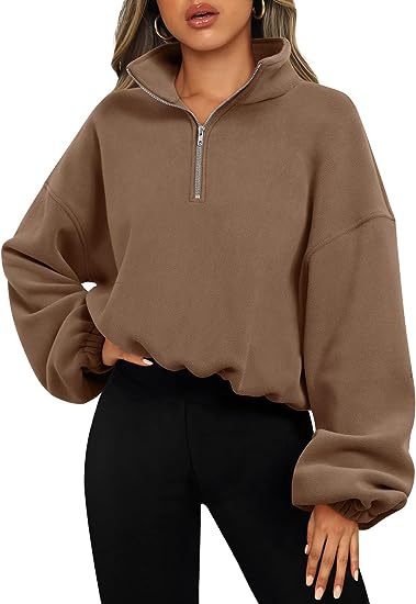 Loose Sport Pullover Hoodie Women Winter Solid Color Zipper Stand Collar Sweatshirt Thick Warm Clothing - globaltradeleader