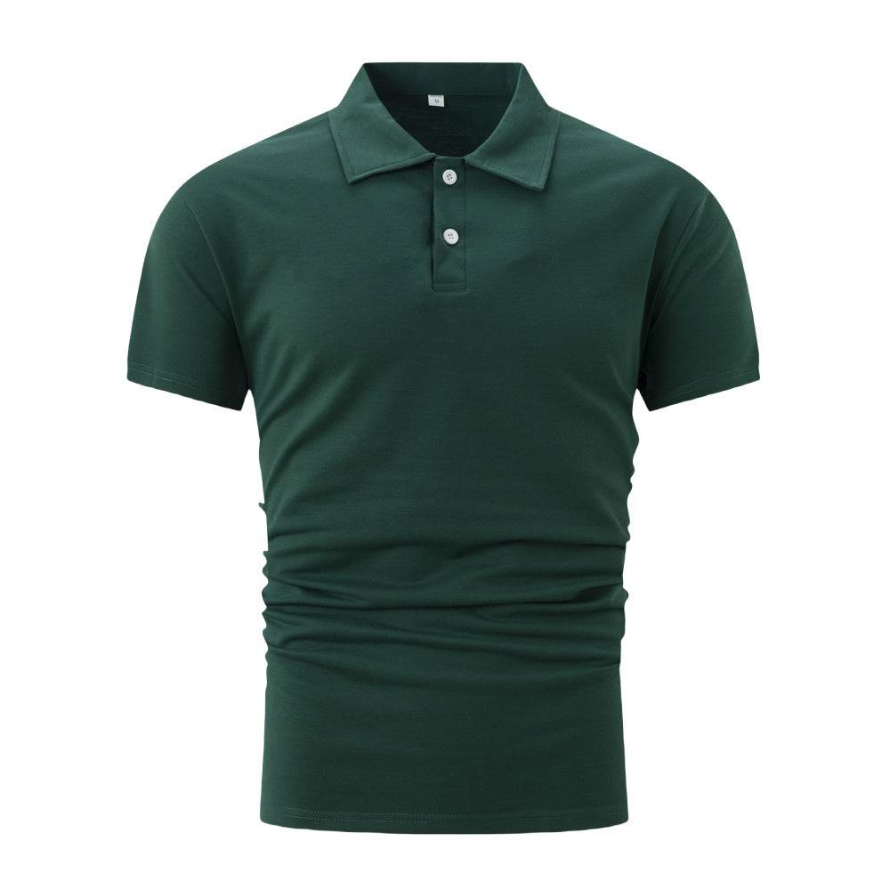 Summer Short Sleeve Polo Shirt Men Solid Color Button Lapel Buttono Top - globaltradeleader