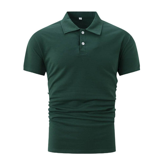 Summer Short Sleeve Polo Shirt Men Solid Color Button Lapel Buttono Top - globaltradeleader