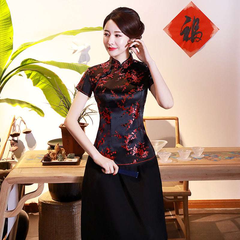 Improved Cheongsam Top Brocade Slim Retro Women