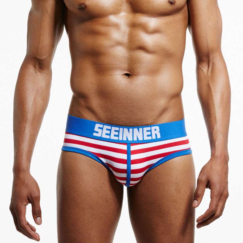 Men's Striped Combed Cotton Briefs