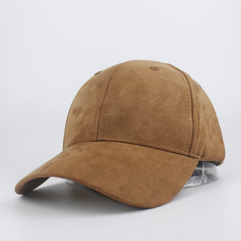 Suede Baseball Hat Solid Color Peaked Hat Black Brown Summer Sun Hat - globaltradeleader