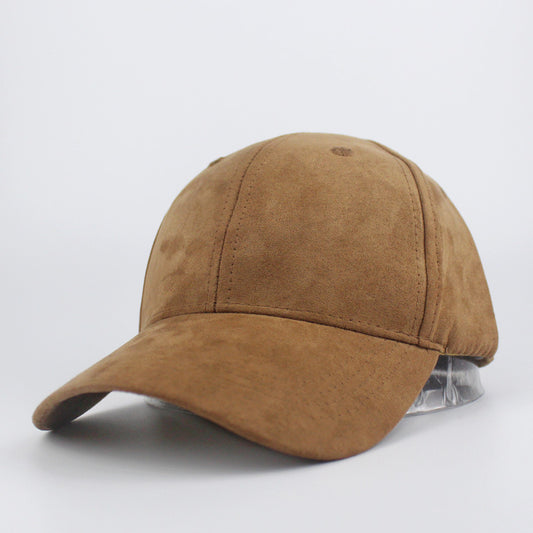 Suede Baseball Hat Solid Color Peaked Hat Black Brown Summer Sun Hat - globaltradeleader