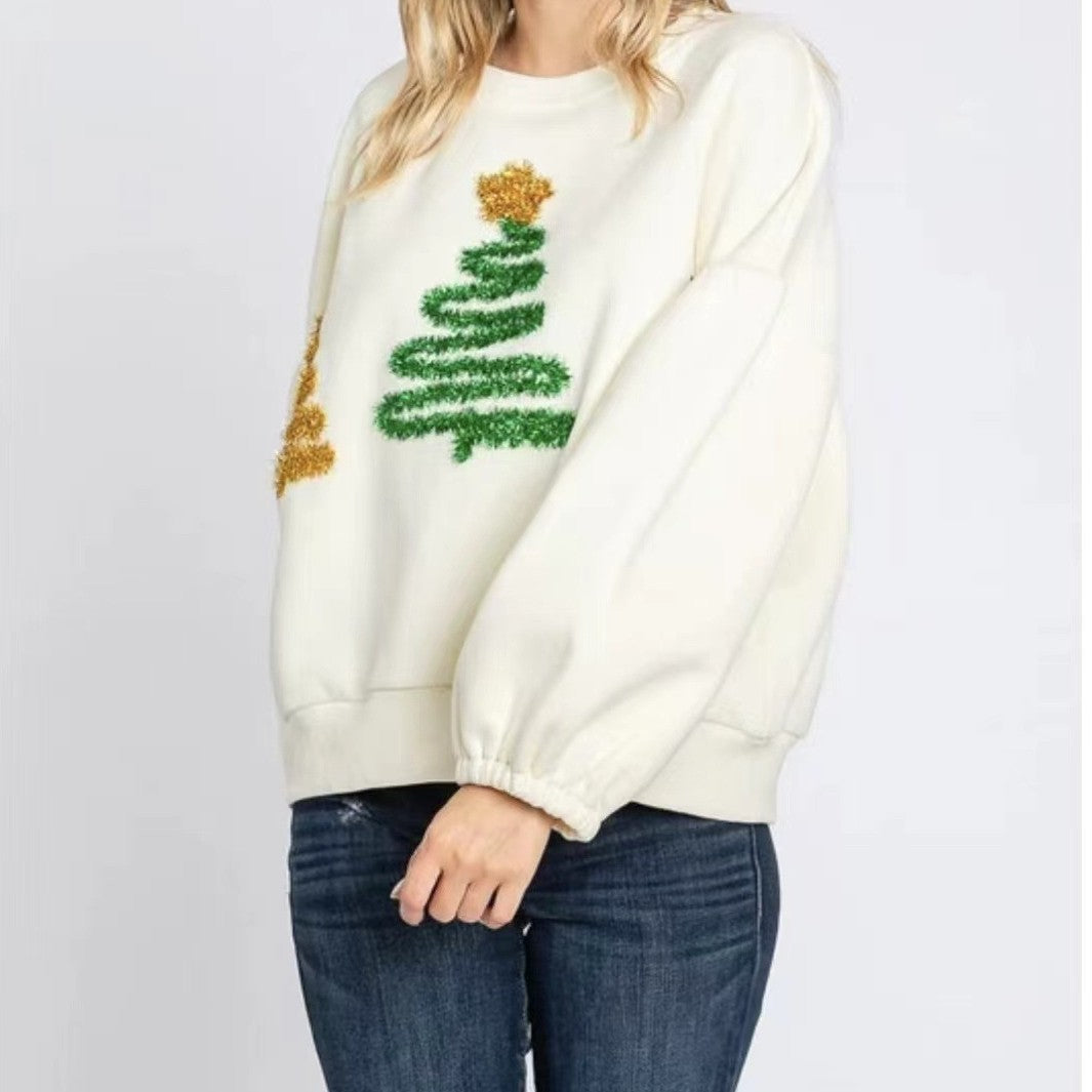 Women's Christmas Tree Casual Pullover Long Sleeve Sweater - globaltradeleader