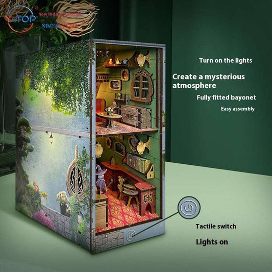 Creative Bookend Wooden Assembled Model Diy Scene Cottage - globaltradeleader