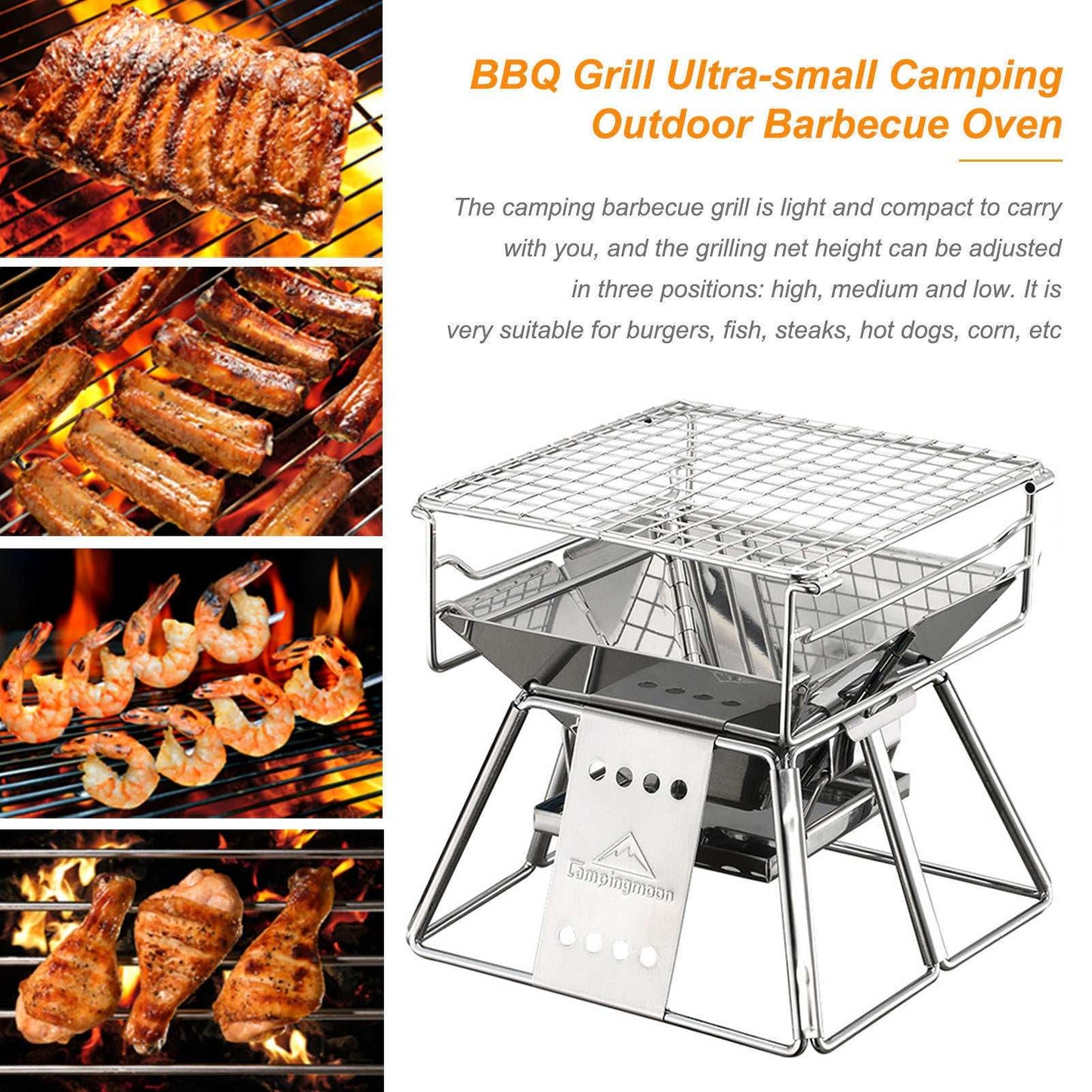 Portable Stainless Steel BBQ Grill Non-stick Surface Folding Barbecue Grill Outdoor Camping Picnic Tool - globaltradeleader