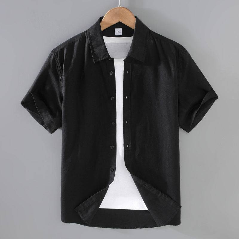 Men's Linen Short-sleeved Shirt Casual Loose - globaltradeleader