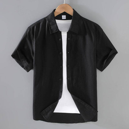 Men's Linen Short-sleeved Shirt Casual Loose - globaltradeleader