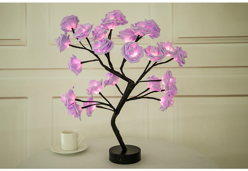 Rose Flower Lamp USB Battery Operated LED Table Lamp Bonsai Tree Night Lights Garland Bedroom Decoration Lights Home Decor - globaltradeleader