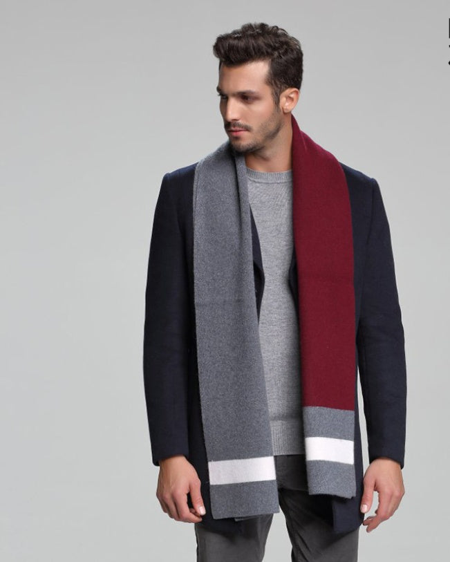 autumn and winter new men's scarf cashmere tide men's business casual thick warm scarf long double-sided - globaltradeleader