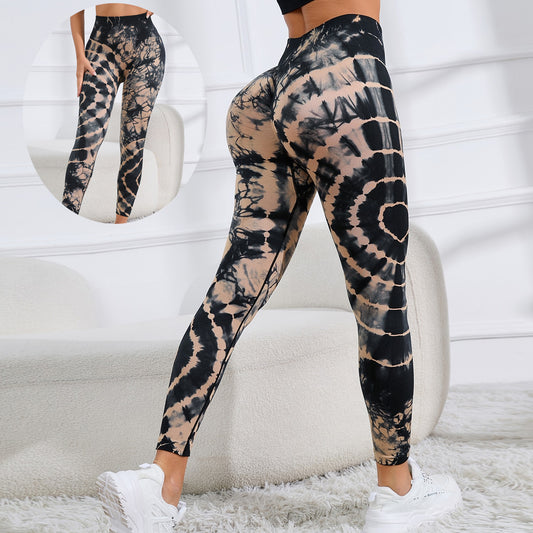 New Tie Dye Printed Yoga Pants Women Seamless High Waist Hip Lifting Fitness Running Sports Leggings - globaltradeleader