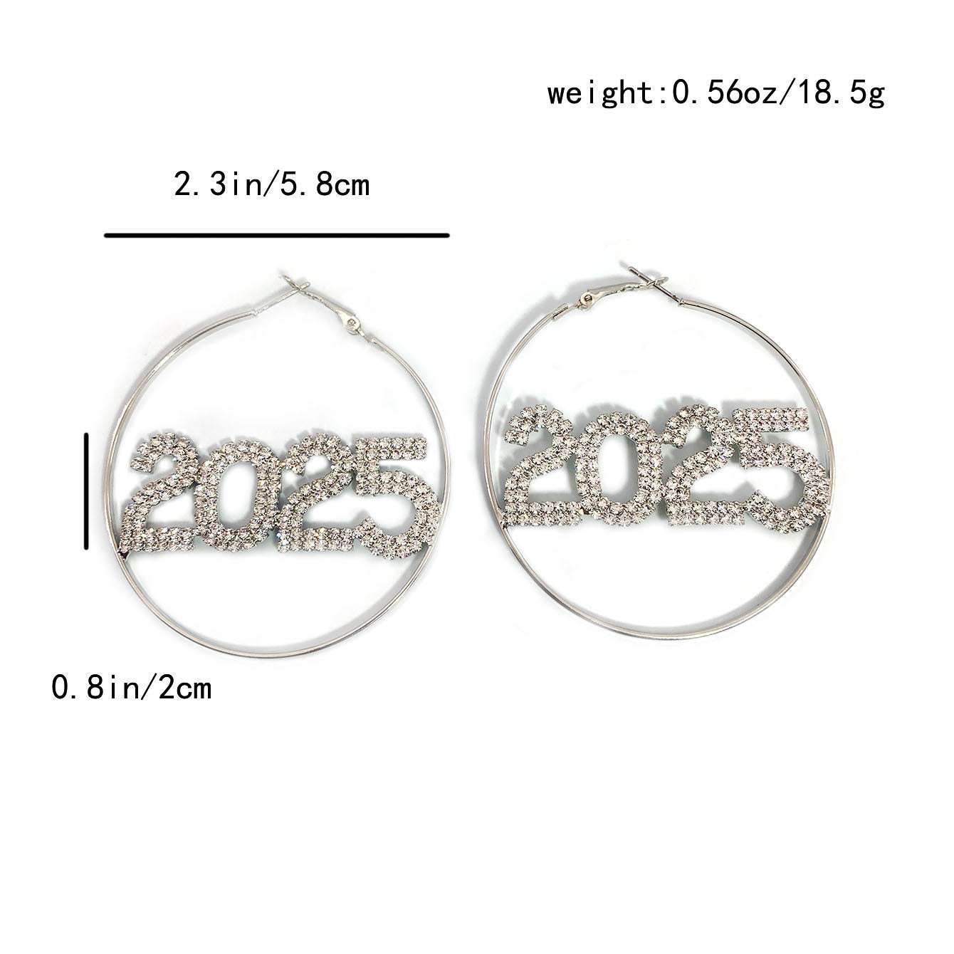 1 Pair 2025 Ring Earrings Fashion Full Rhinestone Digital Earrings Copper Material New Year Party Jewelry Accessories - globaltradeleader