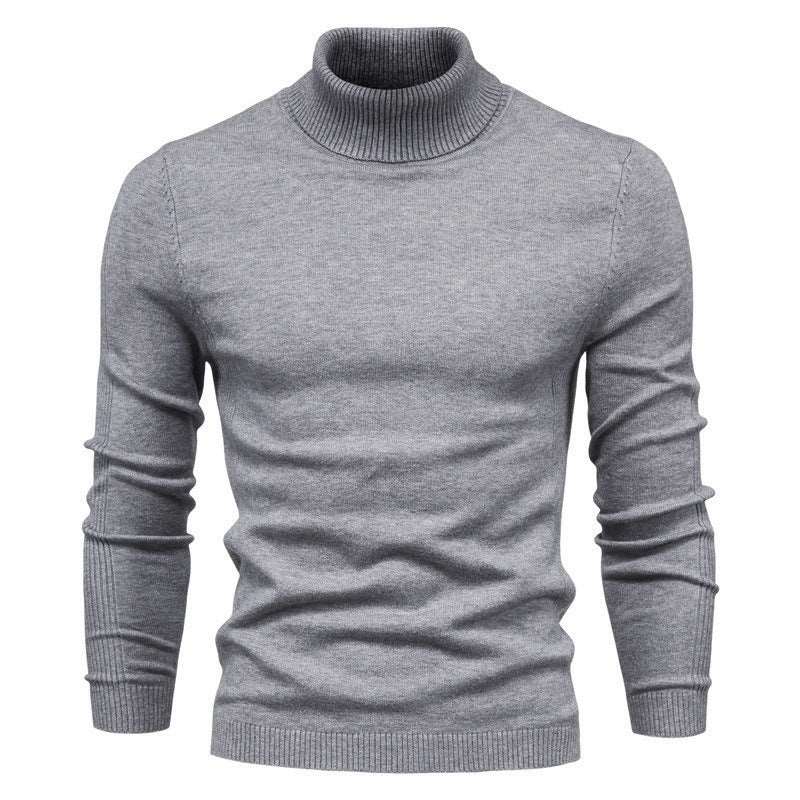Men's Solid Color Slim Pullover Turtleneck Sweater Winter Casual Tops Clothing - globaltradeleader