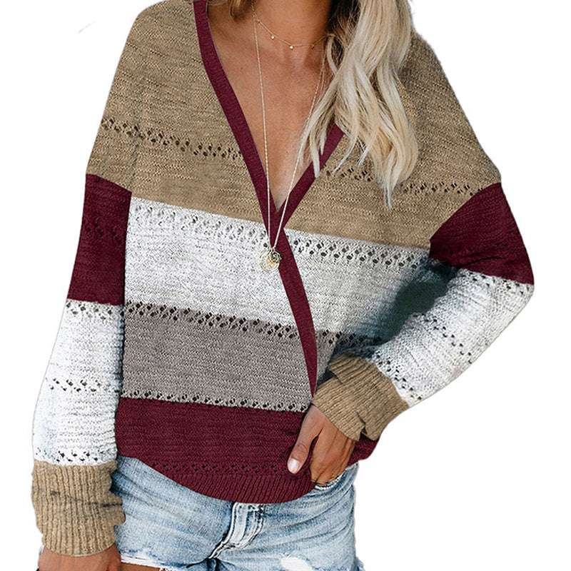 Ladies Color Block Sweater Top - globaltradeleader