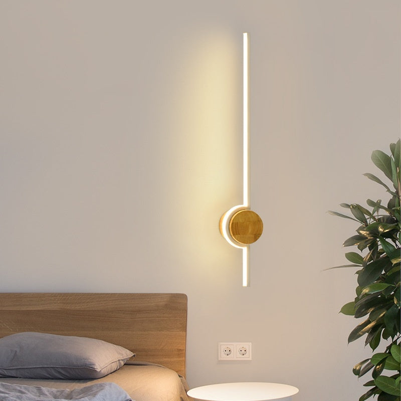 Rubber Wood Strip Wall Bedroom Bedside Lamp - globaltradeleader