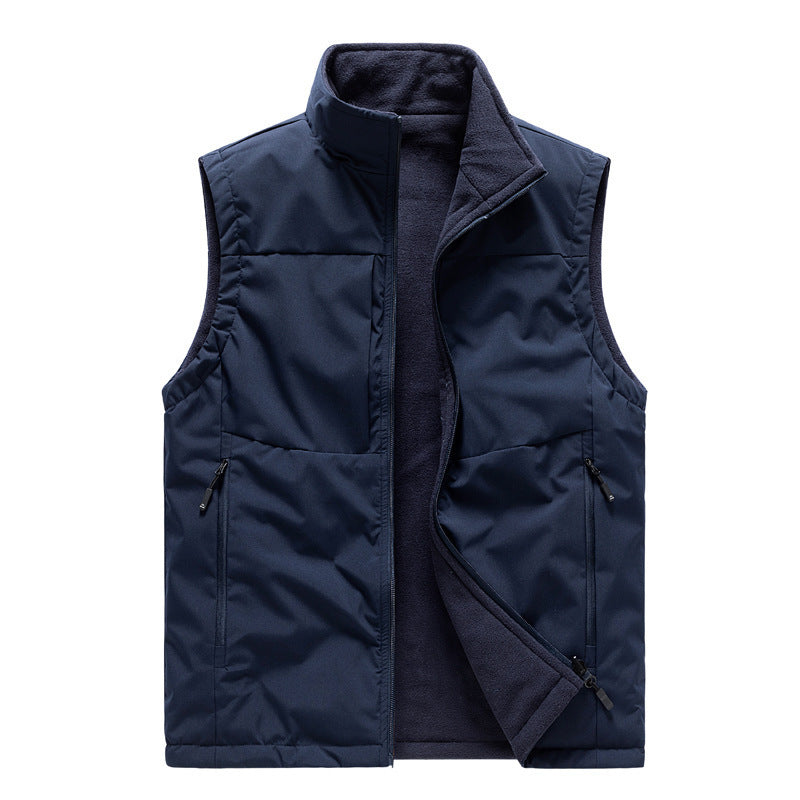 Men's Double-sided Fleece Vest Winter Warm Loose Sleeveless Tank Outdoor Workwear Vest Clothing - globaltradeleader