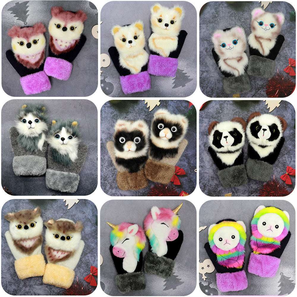 Winter Women's Plush Cartoon Animal Gloves - globaltradeleader