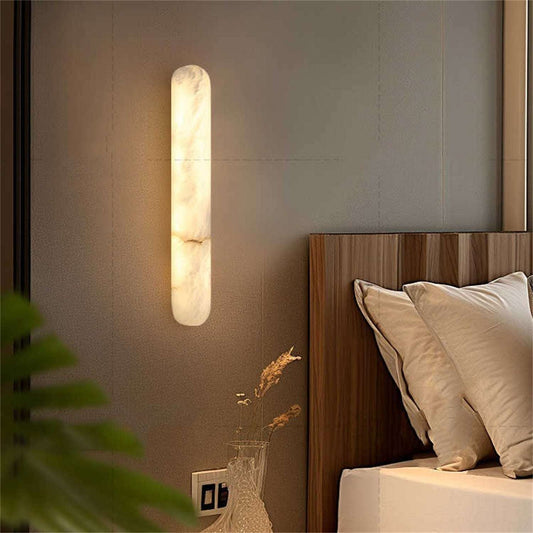 Modern Minimalist Bedroom Bedside Copper Marble Wall Lamp - globaltradeleader