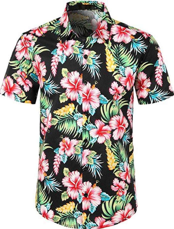Printed beach short sleeve shirt - globaltradeleader