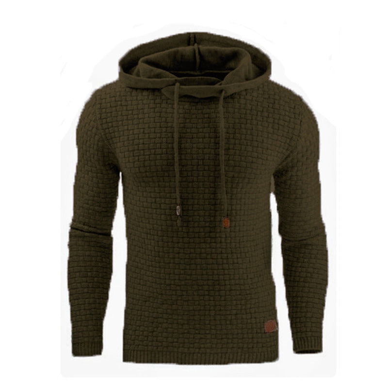 Men's Jacquard Sweater Long-sleeved Hoodie Warm Color Hooded Sweatshirt Jacket - globaltradeleader