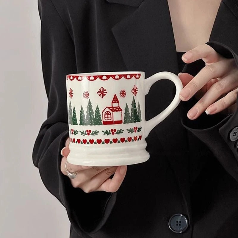 Christmas Cartoon Graffiti Ceramic Milk Mug Cup - globaltradeleader