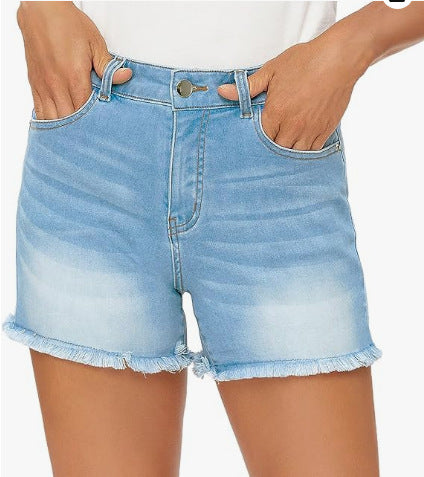 Summer High Waist All-match Slim Fit Tassel Women's Denim Shorts - globaltradeleader