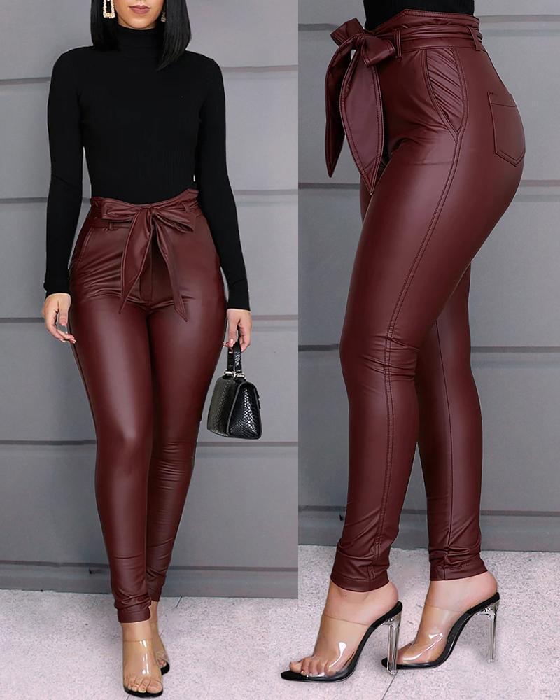 Fashion casual PU pants leather pants - globaltradeleader