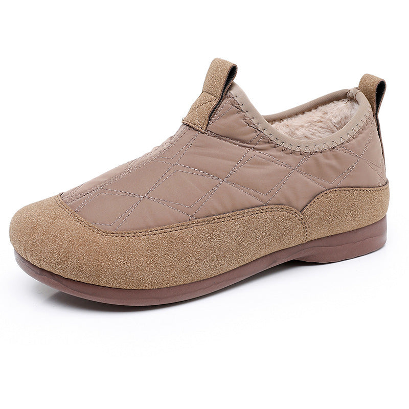 Winter Cloth Shoes For Women Plus Velvet Soft Bottom One Pedal Cotton Shoes Warm Flat Bottom Gommino - globaltradeleader